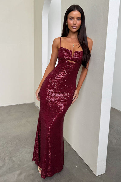 princess polly baby blue dress Burgundy Sequinned Bandeau Mini Dress main image 1