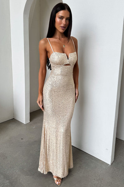 Bonnie Sequin Maxi Dress - Champagne Bonnie Sequin Maxi Dress - Champagne