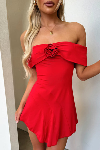 Kirsten Off Shoulder Mini Dress - Red – Thats So Fetch UK