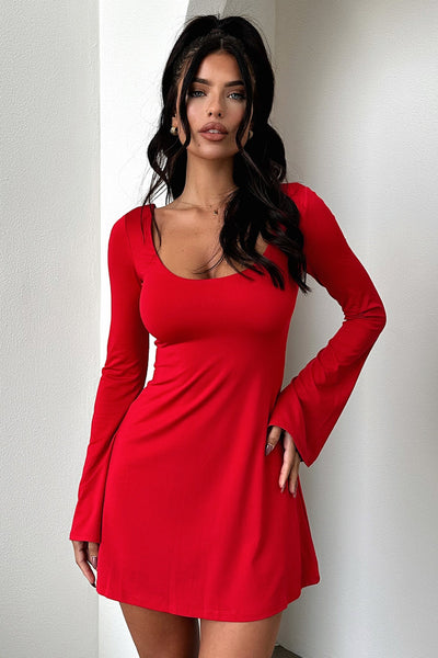Marcia Long Sleeve Dress - Red Thats So Fetch UK Marcia Long Sleeve Dress - Red Thats So Fetch UK