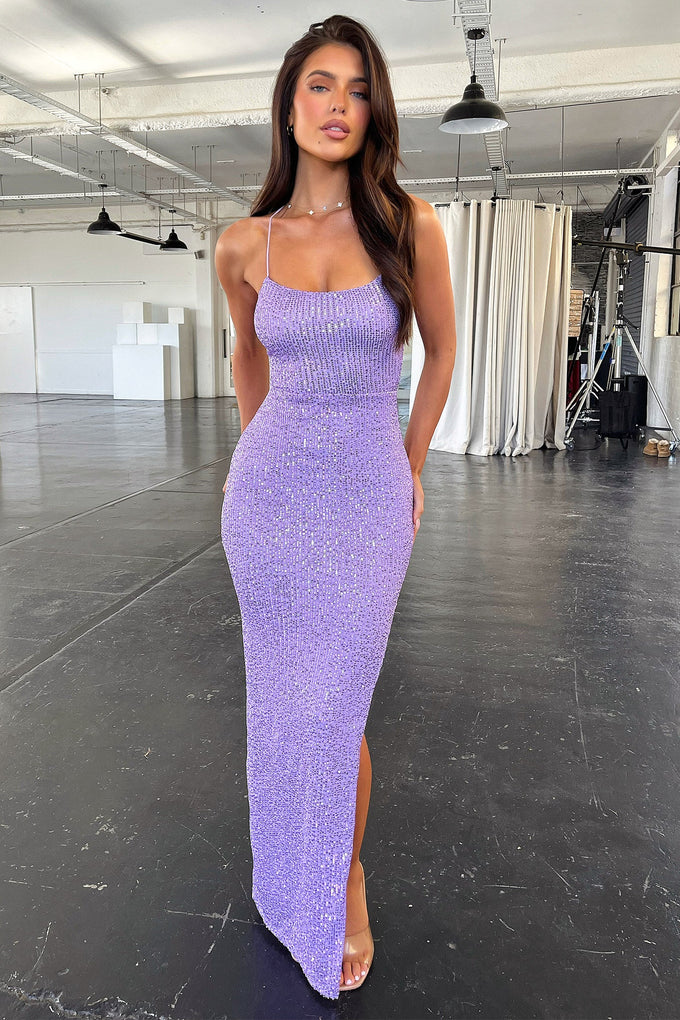 lilac maxi dress uk Mirella Plunge Halter Neck Maxi Dress