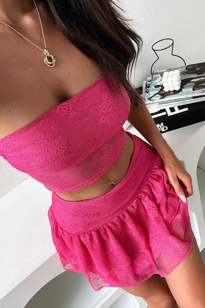 Annabelle Lace Strapless Top - Pink