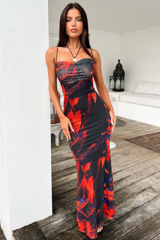 Barb Mesh Maxi Dress - Black/Red Thats So Fetch UK Barb Mesh Maxi Dress - Black/Red Thats So Fetch UK
