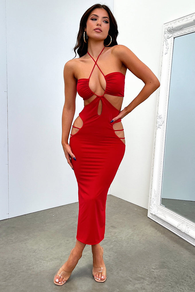 Sexy red 2024 midi dress