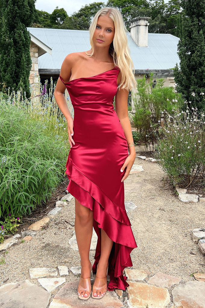 Daenerys Off Shoulder Satin Maxi Dress