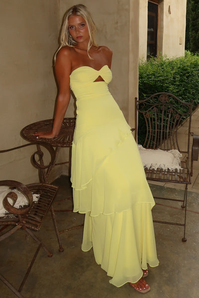 Gretta Strapless Maxi Dress - Yellow