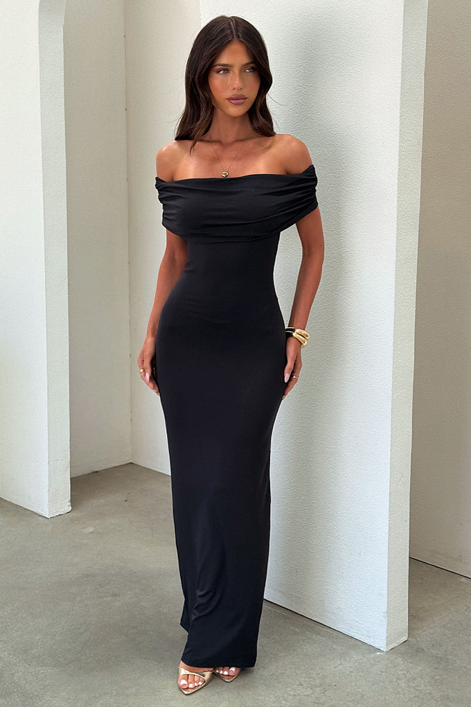 Jackie Off-Shoulder Maxi Dress - Black  Thats So Fetch UK