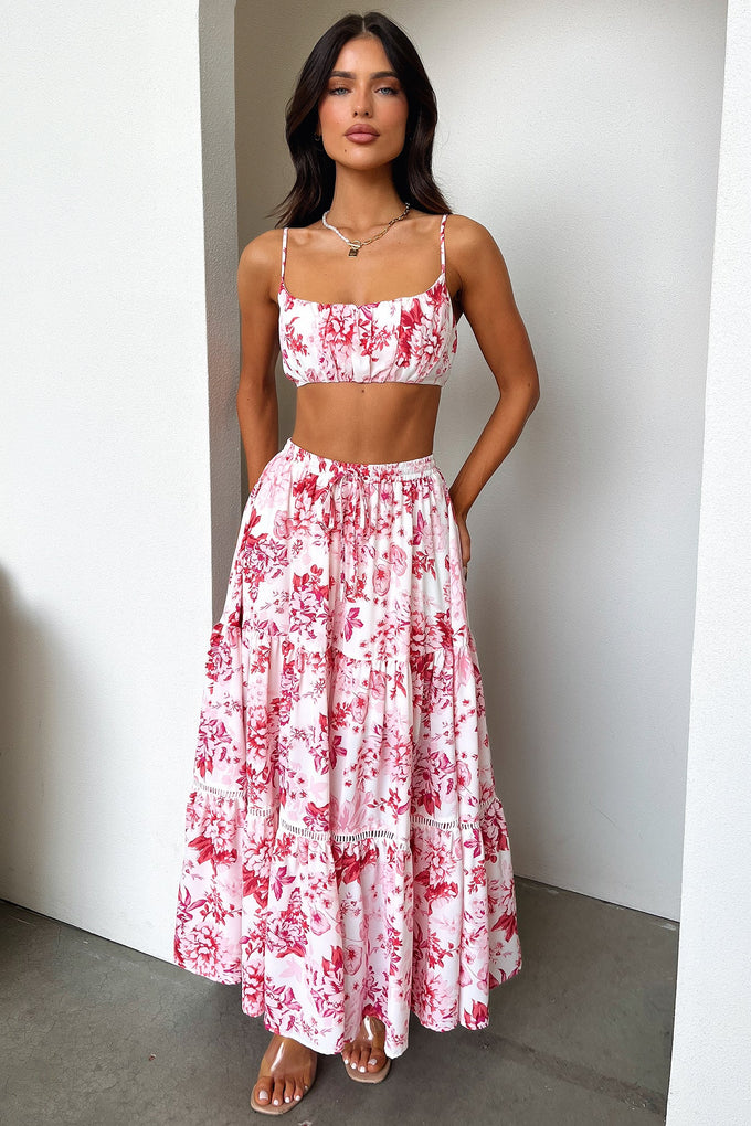 Kei Maxi Skirt Pink Red Floral Thats So Fetch UK