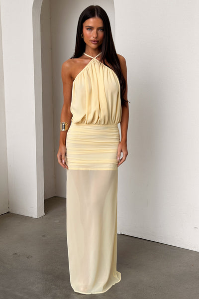 Milly Halter Neck Maxi Dress - Yellow