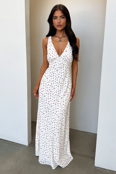 Naf V-Neck Maxi Dress - Rose Floral