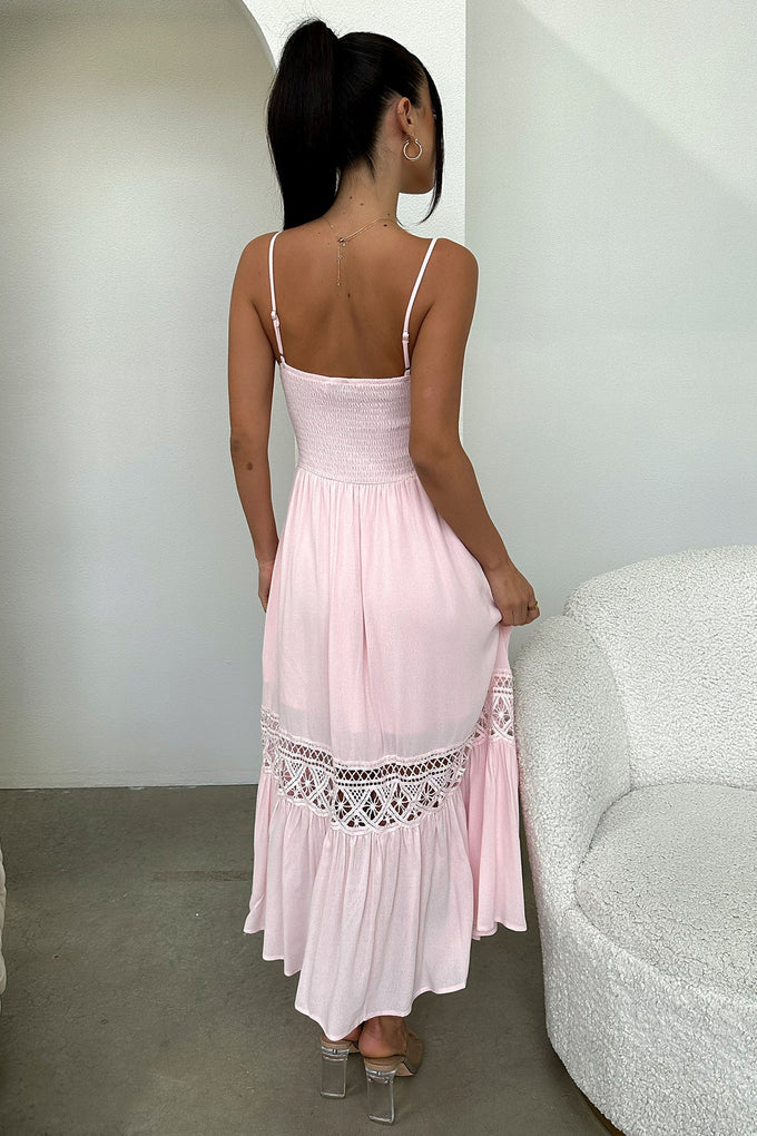 Baby pink clearance maxi dress uk