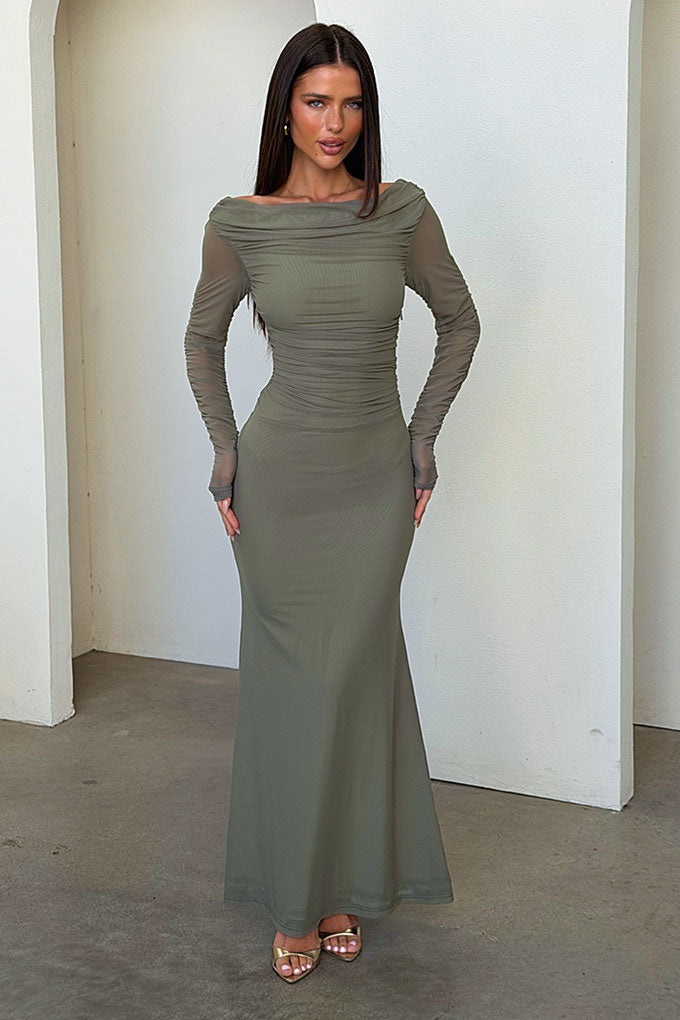 mesh maxi dress uk Vashti Cut Out Mesh Maxi Dress - Black