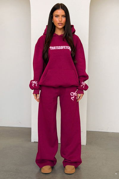 Sadie Bow Wide Leg Sweatpants - Maroon