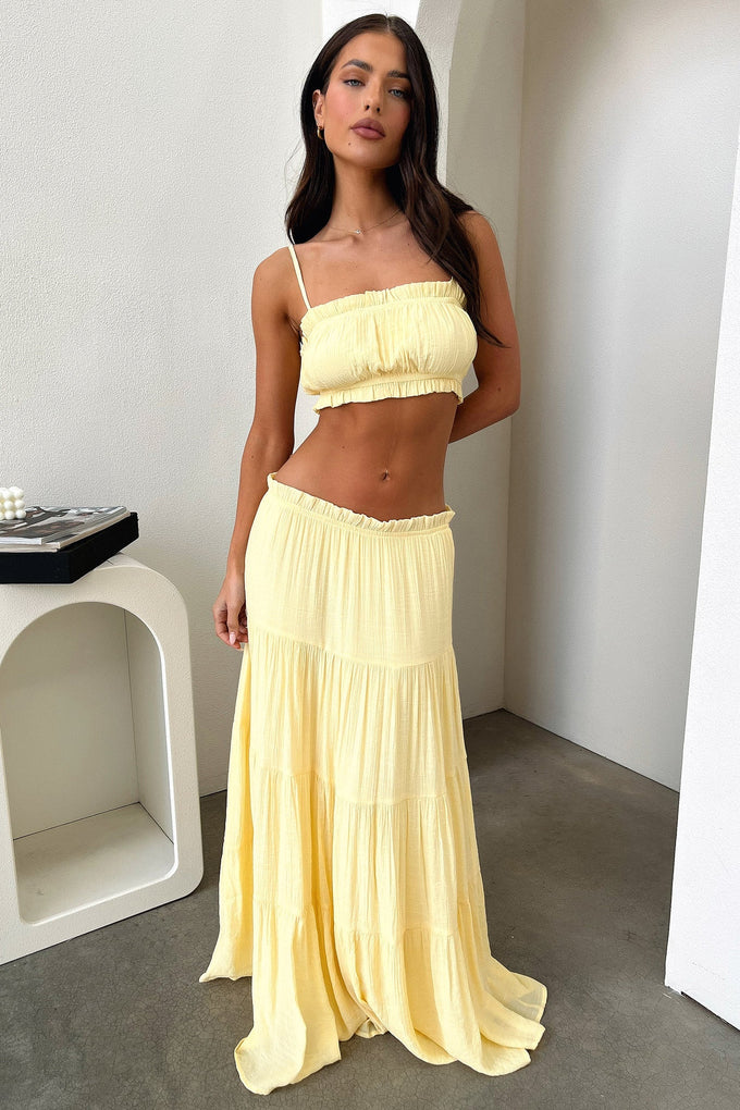Midi Skirt Yellow Denim Skirt Xl Selina Tiered Maxi Skirt Yellow