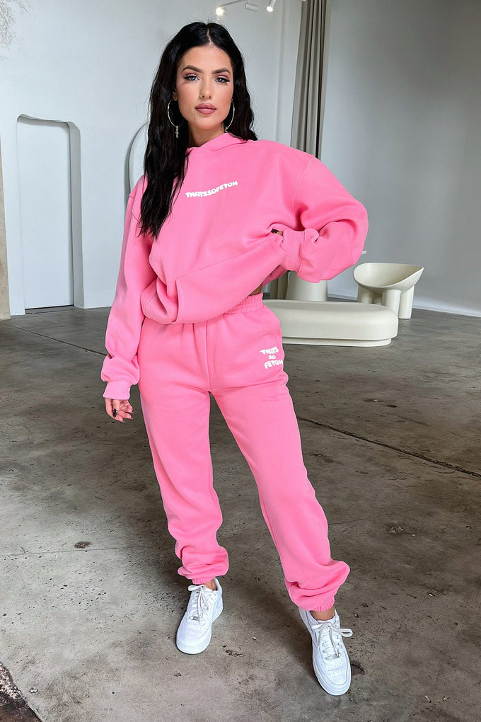 Pink hoodie store and sweatpants