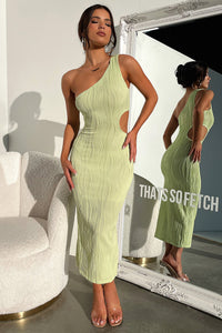 Trami One Shoulder Midi Dress - Green Thats So Fetch UK Trami One Shoulder Midi Dress - Green Thats So Fetch UK
