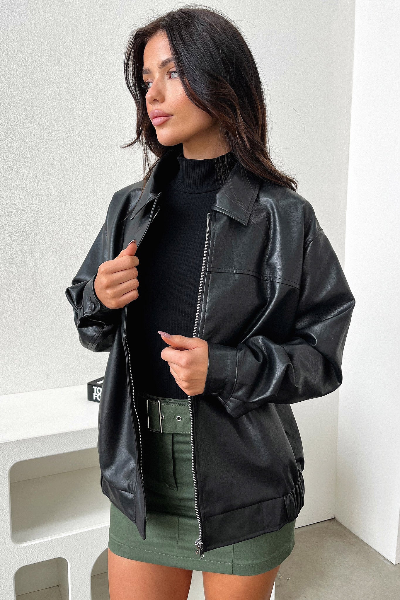 Zeroni Faux Leather Bomber Jacket - Black – Thats So Fetch UK
